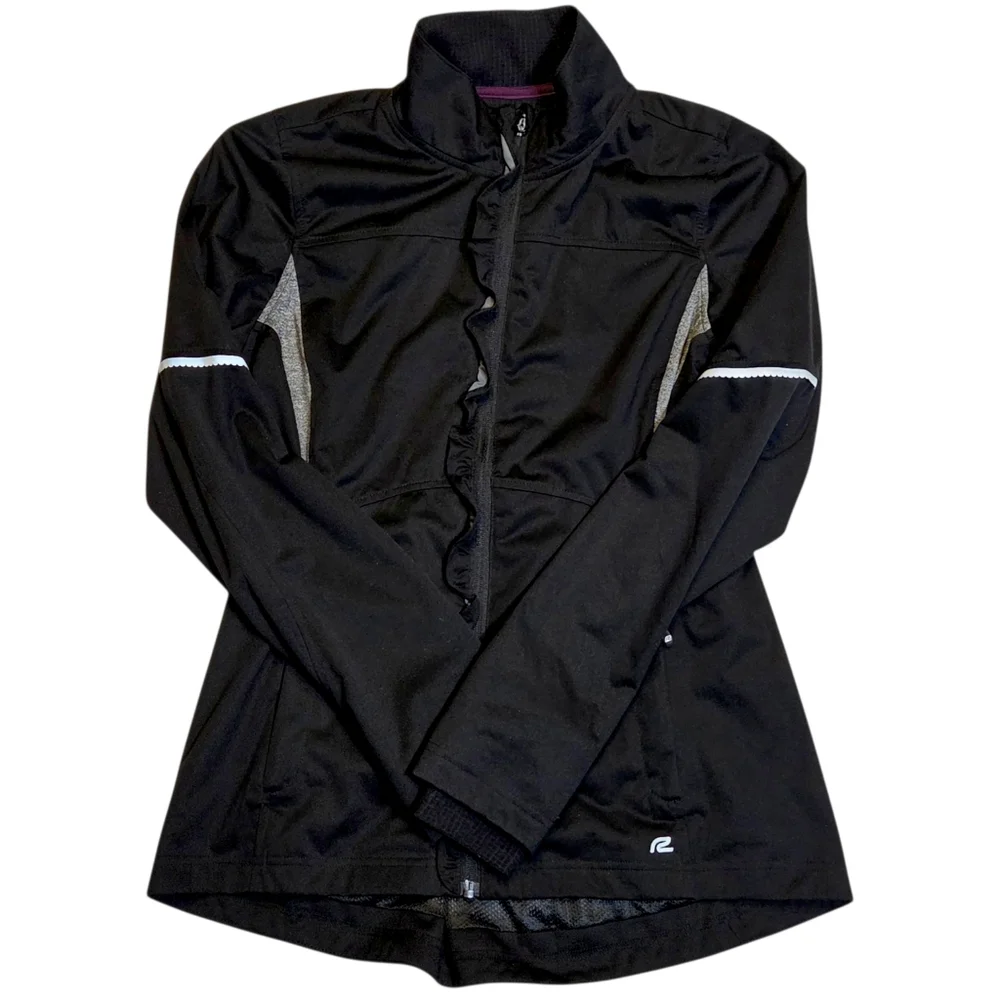 Road Runner Sports Ruffle Zip Running Jacket Black Reflective Athletic Medium - Picture 2 of 14